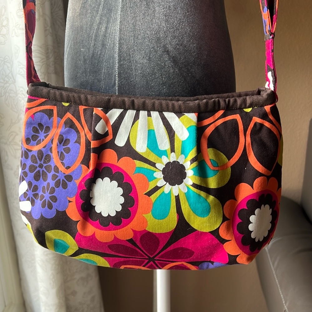 Michael Miller Brown Pink Purple Fabric Handmade Purse Shoulder Bag New